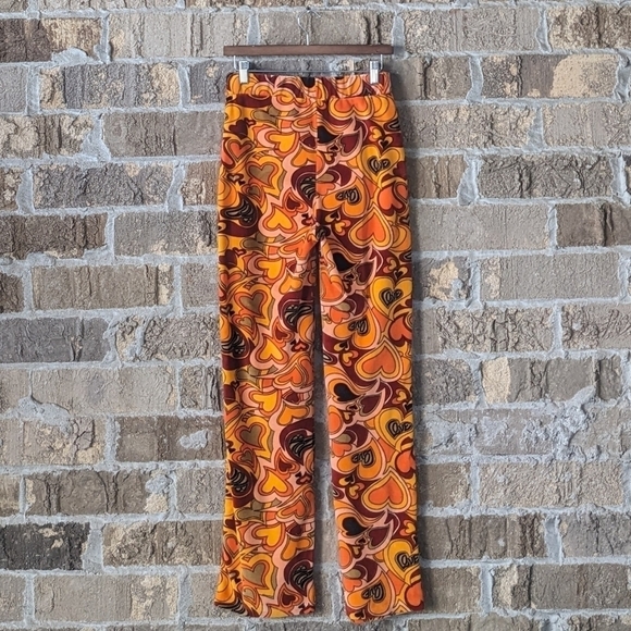 Urban Outfitters NGOrder Velour Trouser Pant Retro Love Hearts Size 10 - Picture 7 of 11